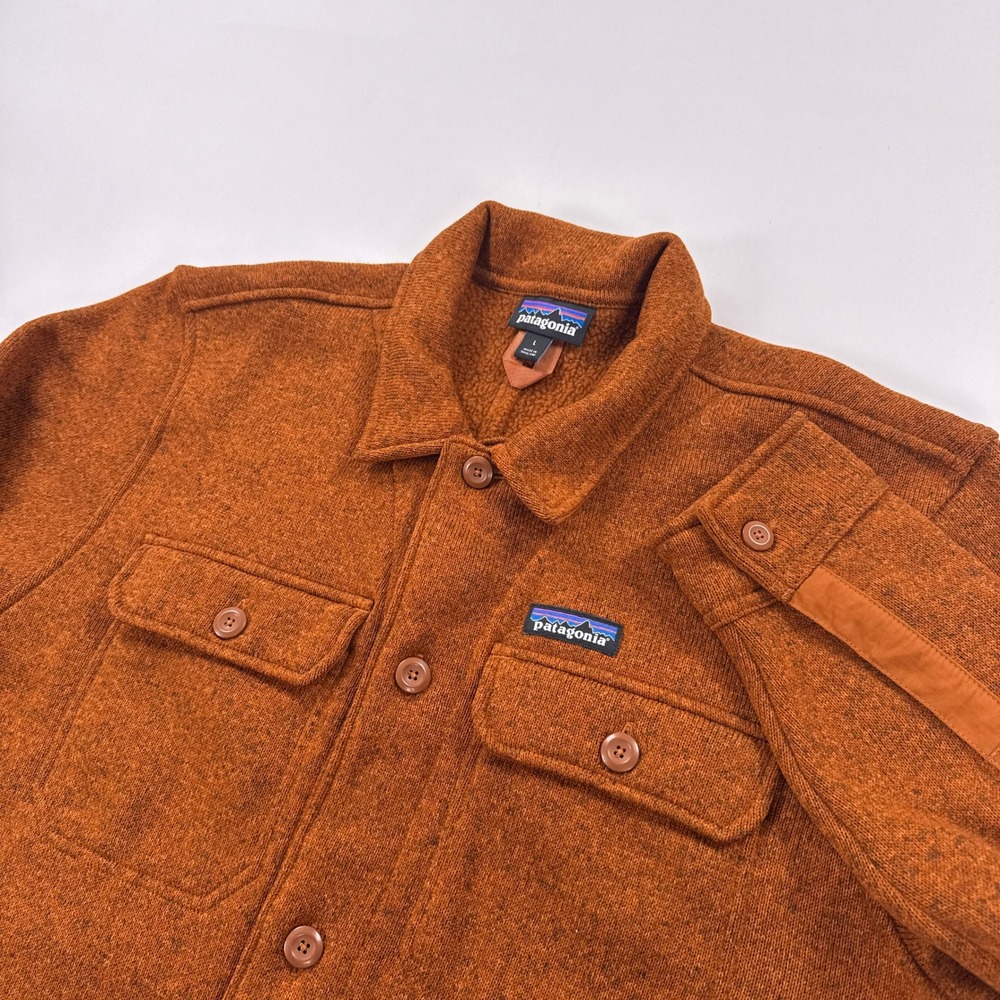 Patagonia Mens Better Sweater Shirt Jacket Large Orange Clay Fleece Button Down